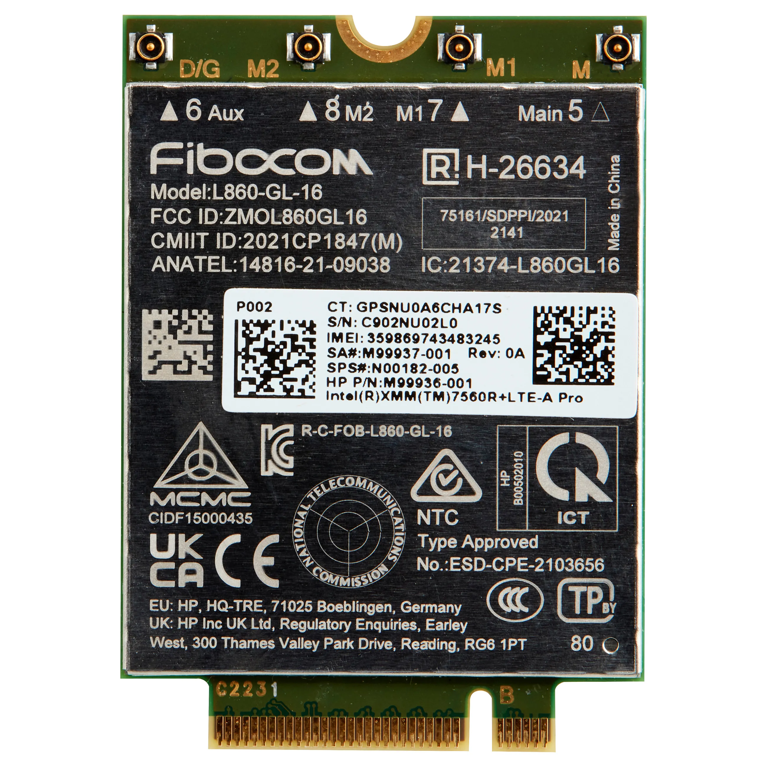 HP XMM 7560 R+ LTE-Advanced Pro WWAN interface cards/adapter HP XMM 7560 R+ LTE-Advanced Pro WWAN interface cards/adapter