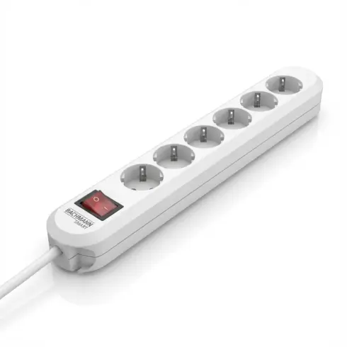 Maitinimo laidas BACHMANN SMART Steckdosenleiste 6x Schutzkontakt weiss 3m (19.07.1117)