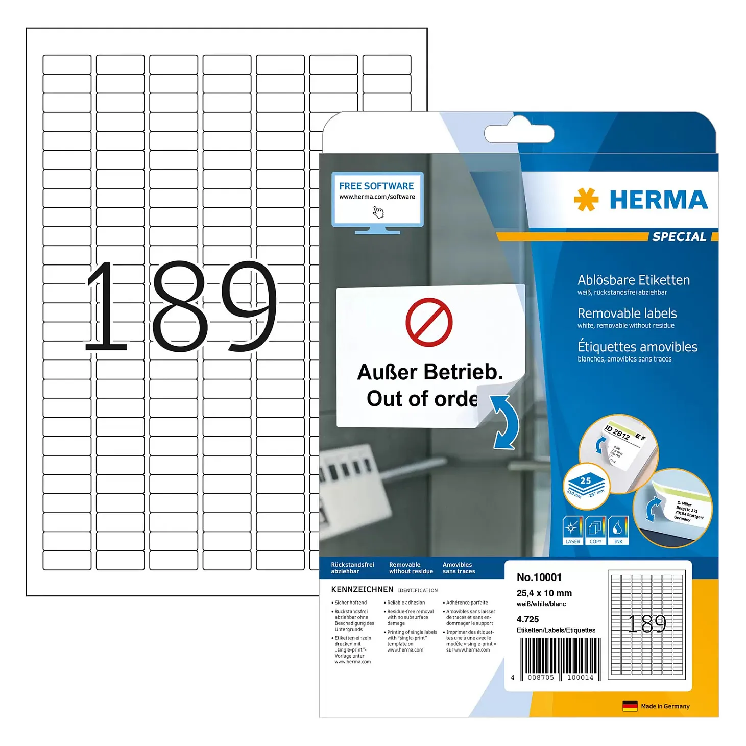 HERMA 10001 printer label Spausdintuvo etiketės HERMA 10001