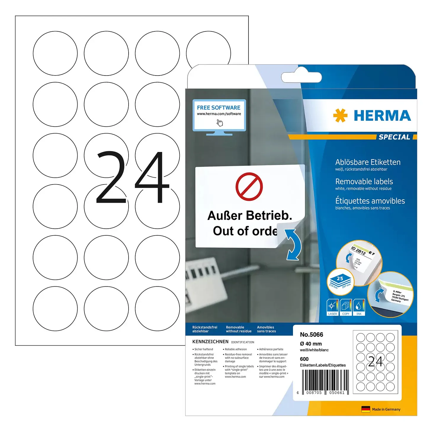 HERMA 5066 printer label Spausdintuvo etiketės HERMA 5066