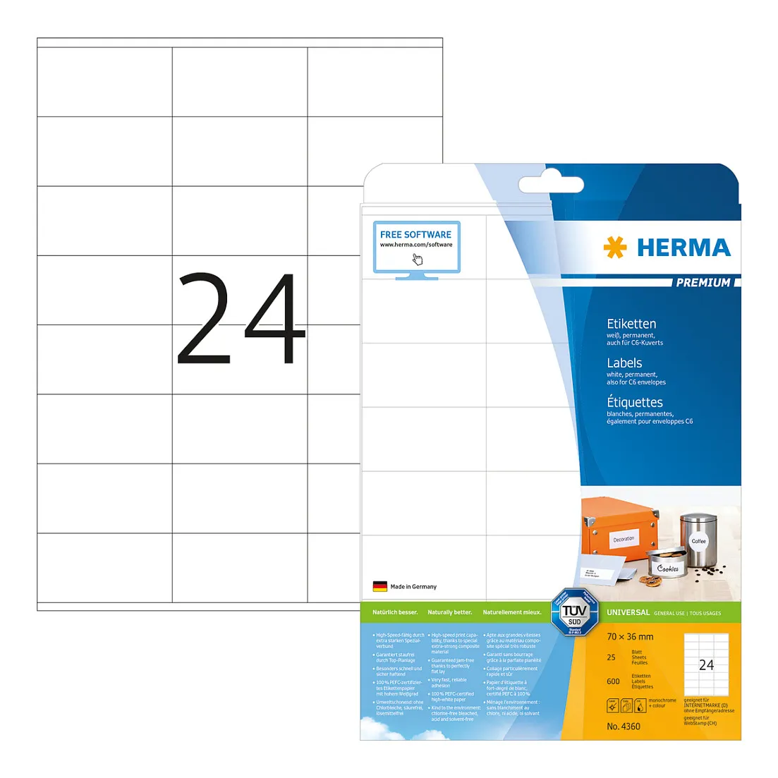 HERMA 4360 printer label Spausdintuvo etiketės HERMA 4360