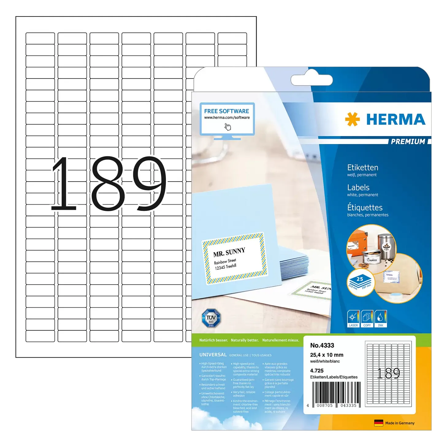 HERMA 4333 printer label Spausdintuvo etiketės HERMA 4333