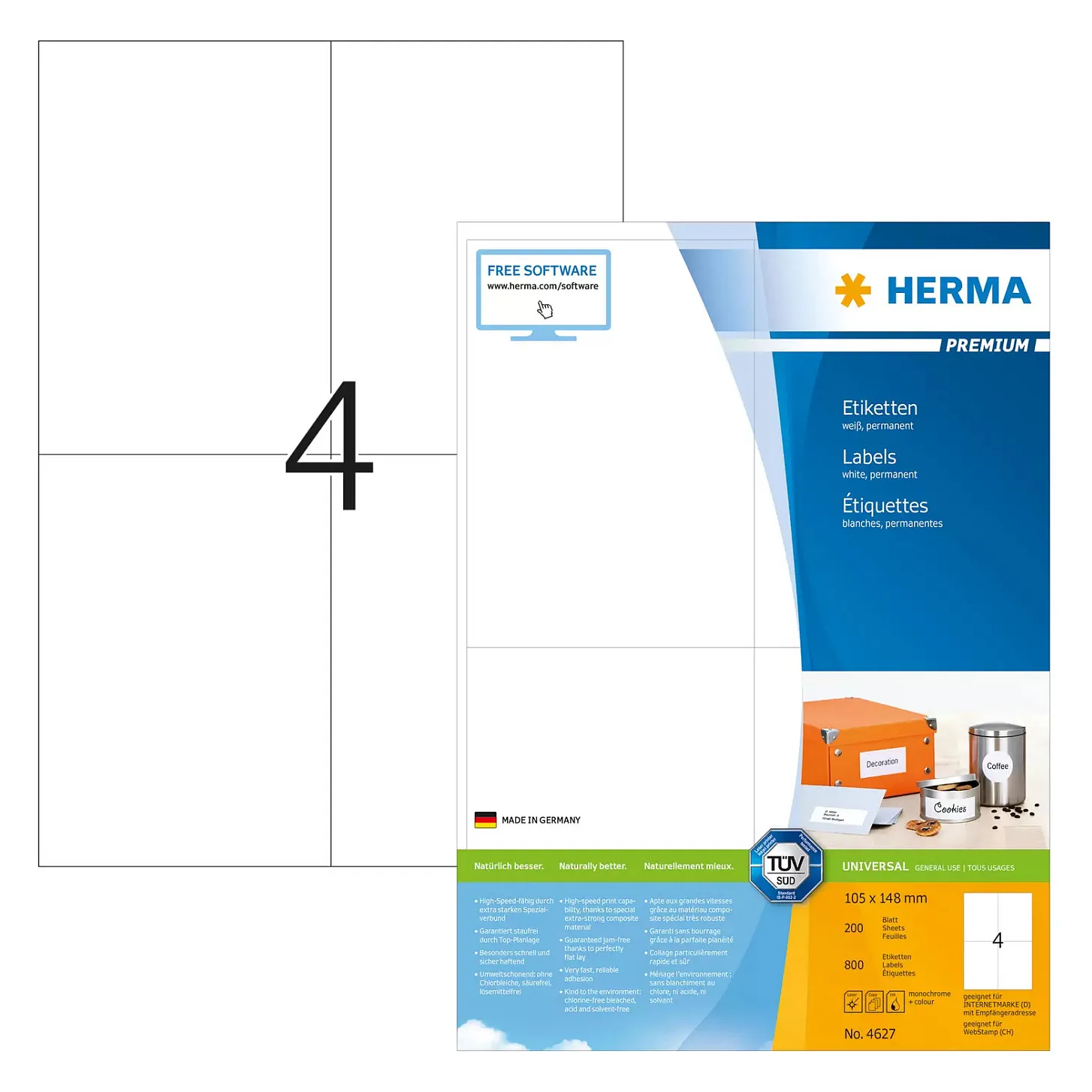 HERMA 4627 self-adhesive label Lipnios etiketės HERMA 4627