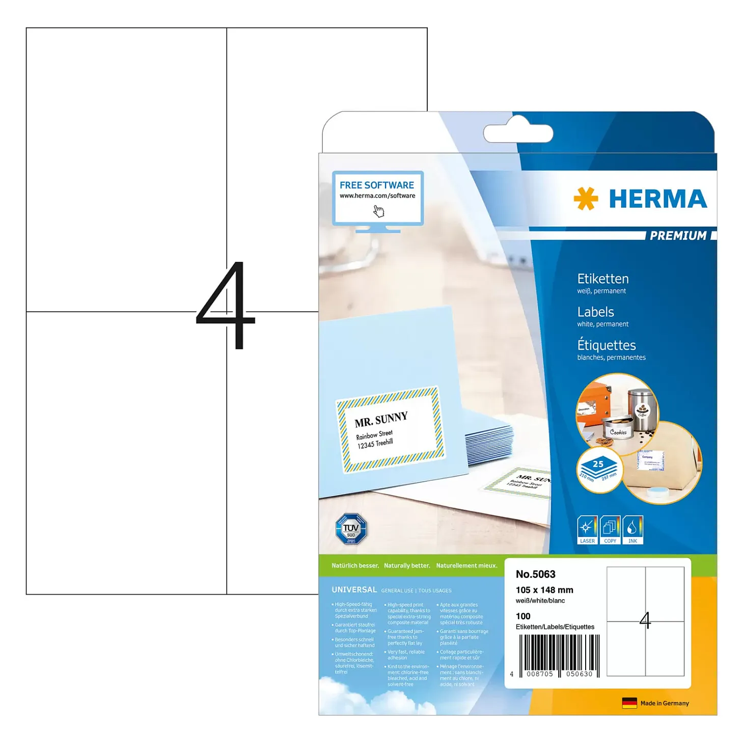 HERMA 5063 printer label Spausdintuvo etiketės HERMA 5063