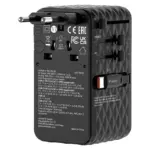 Laidas ar adapteris Verbatim Charge'n'Travel Adapter 70W 2C retractable (30186), juodos spalvos