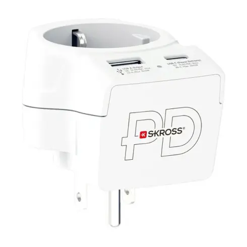 Telefono priedas SKROSS Länderstecker Europe to US USB AC20PD wei (1.500284-E)