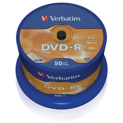 Garso įrangos priedas Verbatim 1x50 DVD-R 4,7GB 16x Speed, matt (43548), sidabrinės spalvos