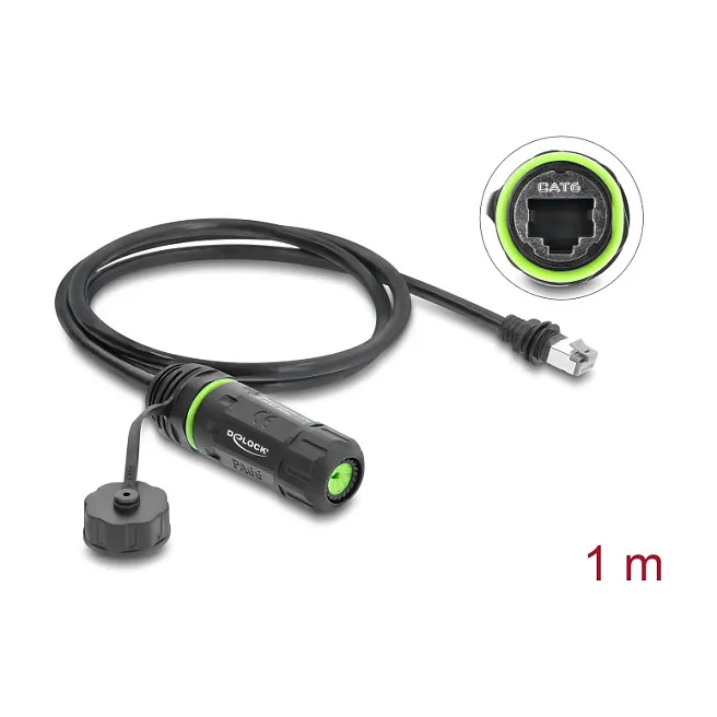 Kabel RJ45 Stecker zu RJ45 Buchse Cat.6 zum Einbau mit M20 x 1,5 mm Gewinde und Gehäuse kompatibel mit Starlink IP68 staub- und wasserdicht 1 m Tinklo kabelis DeLOCK Kabel RJ45 Stecker zu RJ45 Buchse Cat.6 zum Einbau mit M20 x 1,5 mm Gewinde und Gehäuse (90681)