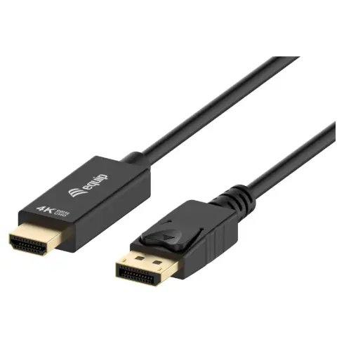 Vaizdo laidas ar adapteris Equip HDMI Adapterkabel DP->HDMI 4K/60HZ St/St 2.00m (119396), juodos spalvos