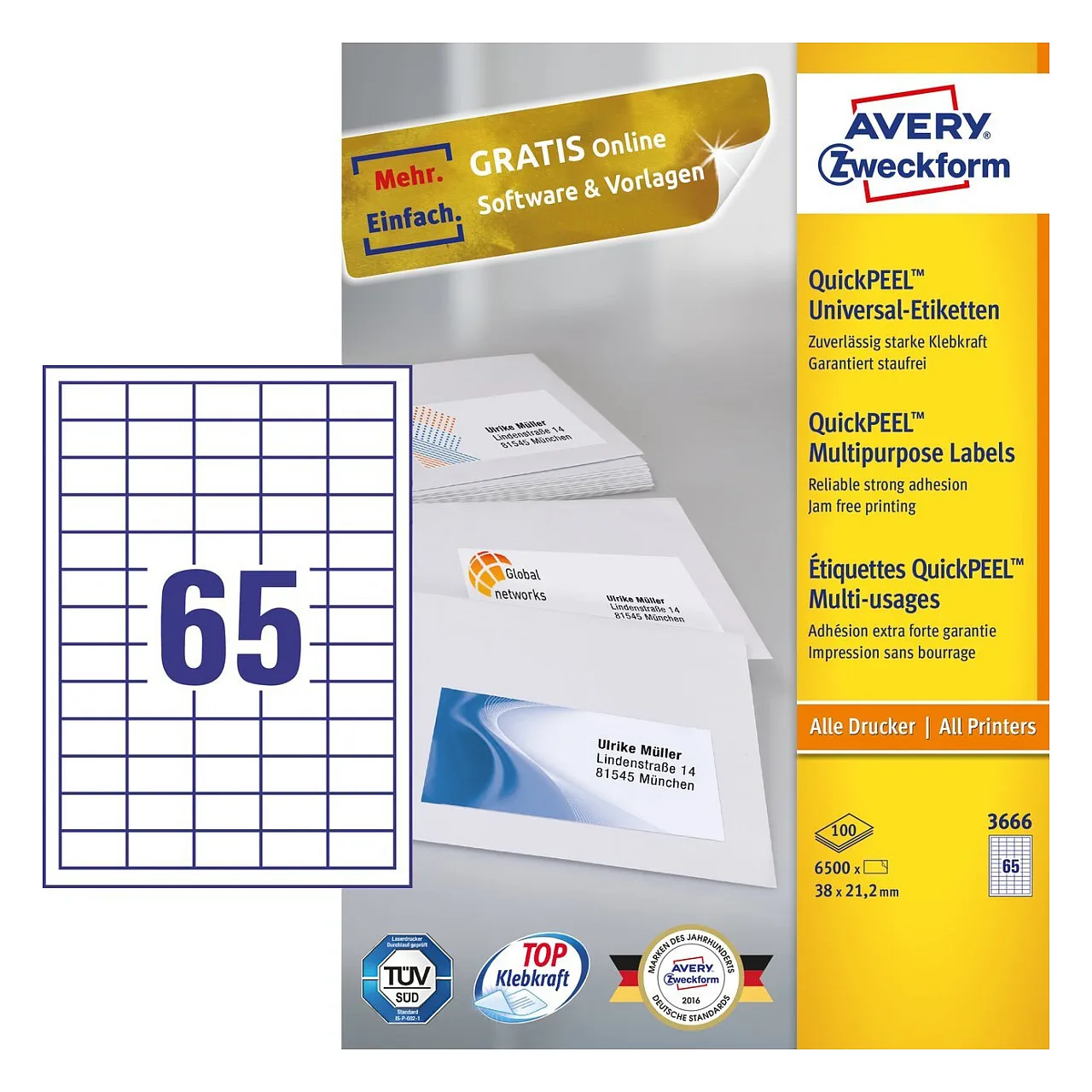 Avery 3666 self-adhesive label Lipnios etiketės Avery 3666