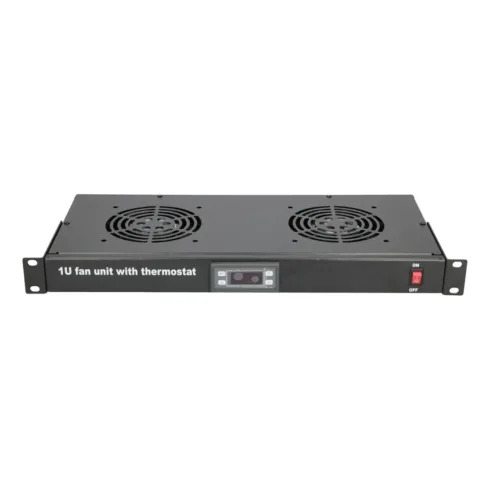 Extralink 19” RACK MOUNT FAN PANEL (2 FANS) WITH THERMOSTAT