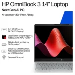 Nešiojamas kompiuteris HP OmniBook 3 14-hz0155ng Snapdragon X1-26-100/16GB/512SSD/W11 Home (D91H2EA#ABD), vaizdas 2