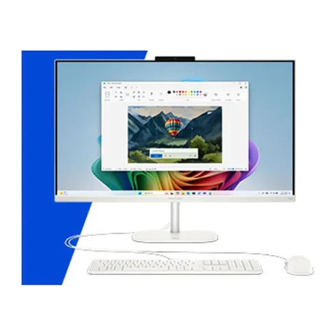 All-in-one kompiuteris HP OmniStudio 27-cw0450ng 27 RYZ AI 5 330/16GB/512SSD/W11 Home (DN1Z9EA#ABD), baltos spalvos