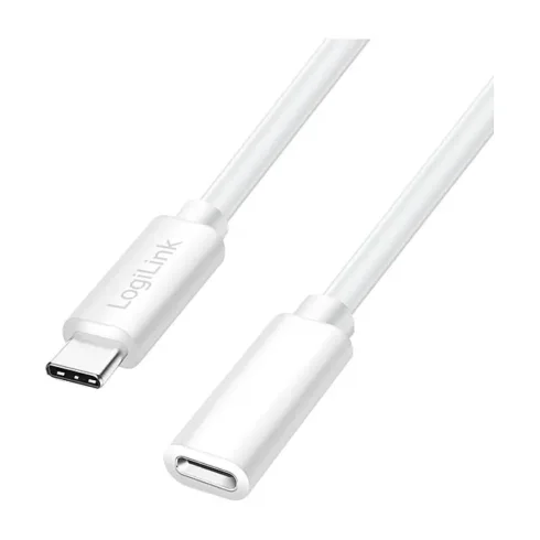 USB 2.0 Type-C cable, C/M to C/F, 480 Mbps, 100W, white, 1 m