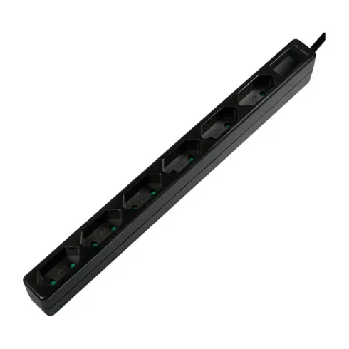 Outlet Strip, 6 euro sockets, black