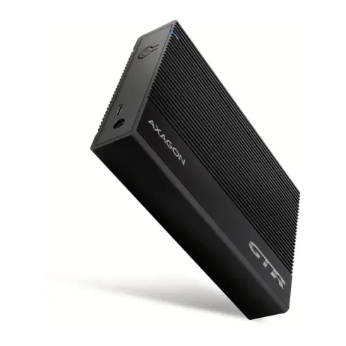 Disko korpusas AXAGON EE35-GTR USB-C 3.2 Gen 1, SATA 6G, 3.5" externes Festplattengehäuse, geriffelt, juodos spalvos