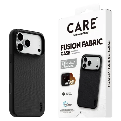 Telefono dėklas PanzerGlass CARE by Fusion Fabric Case Black w. MagSafe iPhone 18 Pro Max (CR57114)