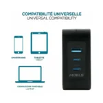 Mobilis Charger 100W 2USB C 1USBA GaN cable 100W