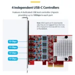 StarTech.com P10Q4C-USB-CARD-LP interface cards/adapter