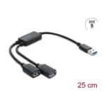 USB laidas ar adapteris Delock 2 Port USB 5 Gbps Typ-A Kabel-Hub mit USB Typ-A Anschluss 25 cm (64374), vaizdas 2