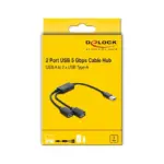 USB laidas ar adapteris Delock 2 Port USB 5 Gbps Typ-A Kabel-Hub mit USB Typ-A Anschluss 25 cm (64374)