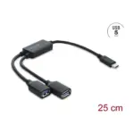 USB laidas ar adapteris Delock 2 Port USB 5 Gbps Typ-A Kabel-Hub mit USB Type-C Anschluss 25 cm (64373), vaizdas 2