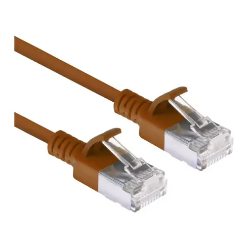 Tinklo kabelis ACT Brown 5 meter LSZH U/FTP CAT6A datacenter slimline patch cable snagless with RJ45 connectors (DC7205)