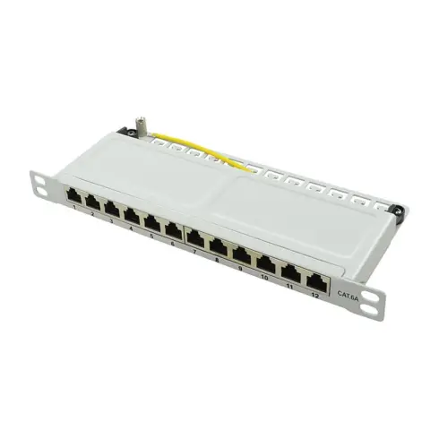 Tinklo kabelis Patchpannel 10" 12 Port Cat6A STP grey 0.5 HE LogiLink (NP0065)