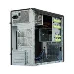 Korpusas Chieftec XT-01B-350GPB, matomas iš šono su atidarytomis durelėmis