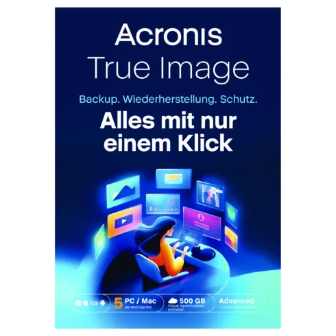 Acronis True Image Advanced - 5 Computers + 500 GB Acronis Cloud Storage - 1 year Subscription - ESD-Download