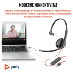 HP Poly Blackwire 3210 Monaural USB-C Headset +USB-C/A Adapter