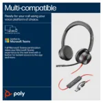 HP Poly Blackwire 8225 Stereo Microsoft Teams Certified USB-C Headset +USB-C/A Adapter