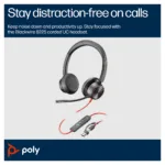 HP Poly Blackwire 8225 Stereo Microsoft Teams Certified USB-C Headset +USB-C/A Adapter