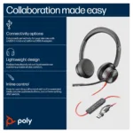HP Poly Blackwire 8225 Stereo Microsoft Teams Certified USB-C Headset +USB-C/A Adapter