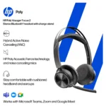 HP Poly Voyager Focus 2 ausinės su USB-C/A adapteriu ir įkrovimo stovu