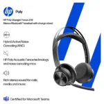 HP Poly Voyager Focus 2 ausinės su USB-C adapteriu ir įkrovimo stovu
