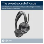 HP Poly Voyager Focus 2 ausinės su įkrovimo stovu ir adapteriu