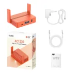 Cudy AC1200 maršrutizatorius, šoninis vaizdas su Ethernet prievadais