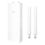 Cudy AP3000 Outdoor, šoninis vaizdas su matomais jungtimis ir antenomis