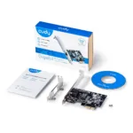 Cudy PE10 tinklo kortelė, matoma iš šono su PCI Express jungtimi