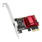 Cudy PE25 tinklo kortelė, matoma iš šono su PCI Express jungtimi