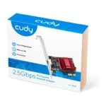 Cudy PE25 tinklo plokštė, matoma iš šono su PCI Express jungtimi