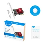 Cudy PE25 tinklo plokštė, matoma iš šono su PCI Express jungtimi
