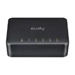 Cudy GS105D komutatorius, matomas iš šono, rodo RJ-45 prievadus