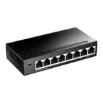 Cudy GS108 komutatorius, vaizdas iš šono, rodo RJ-45 prievadus