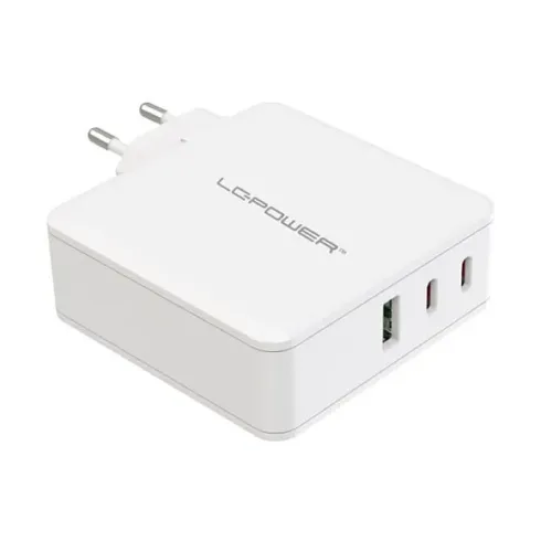Įkroviklis LC-Power Charger GaN 2x USB-C/USB-A 100W LC-GAN-100, baltos spalvos