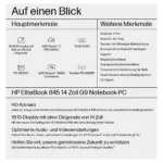 Nešiojamas kompiuteris HP EliteBook 845 G9 AMD Ryzen 5 PRO 6650U 35,5cm 14Zoll WUXGA 2x8 GB (9M438AT#ABD), vaizdas 4