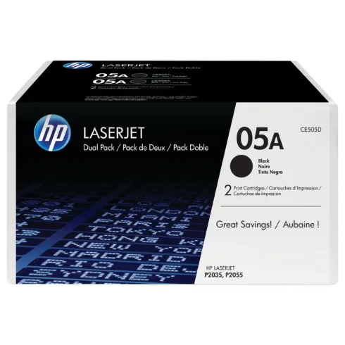 Tonerio kasetė HP 05A 2-pack (CE505D), juodos spalvos