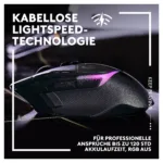 Logitech G502 X PLUS pelė, šoninis vaizdas su matomais mygtukais
