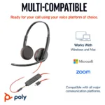 HP Poly Blackwire 3225 Stereo USB-C Headset +3.5mm Plug +USB-C/A Adapter (Bulk)
